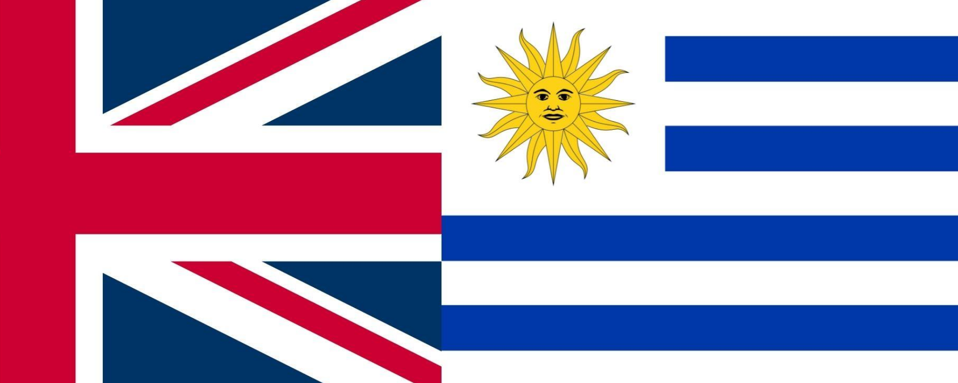Banderas de Gran Bretaña y Uruguay