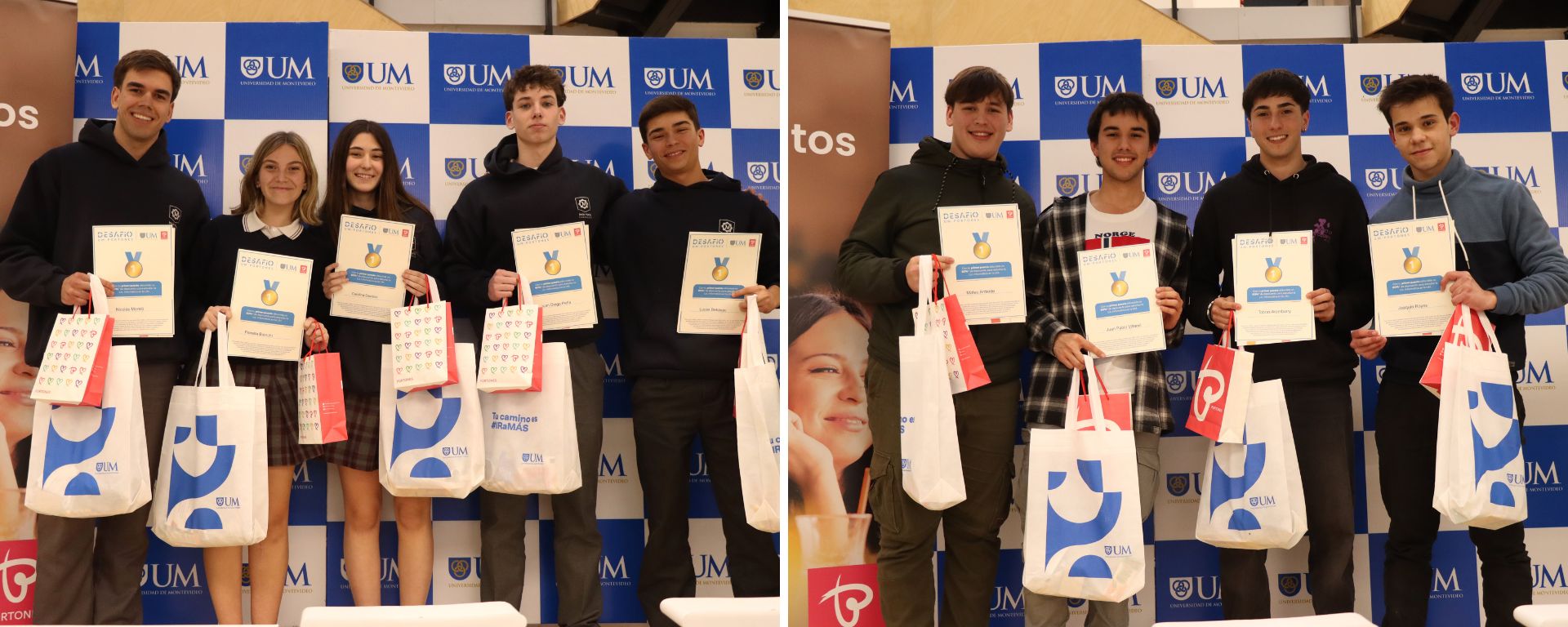1° lugar: Lucas Bekavac, Nicolás Morelli, Fiorella Bianchi, Carolina Davison Centurión y Juan Diego Peña (Colegio Jesús María) Joaquín Royes, Juan Pablo Villamil, Tobías Arambarry y Mateo Ardente (UTU Buceo)
